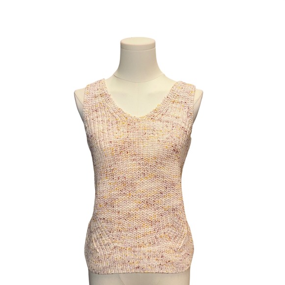 LOFT Tops - LOFT Knit Tank Top Women SP Pink Orange Excellent Marled V-Neck Petite Sweater